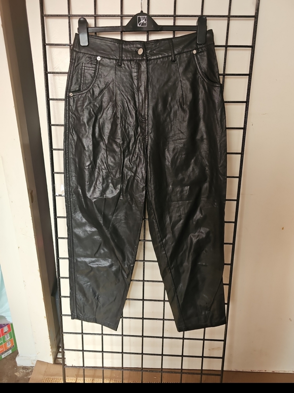 Deluc Black Faux Leather High-Waist Pants
